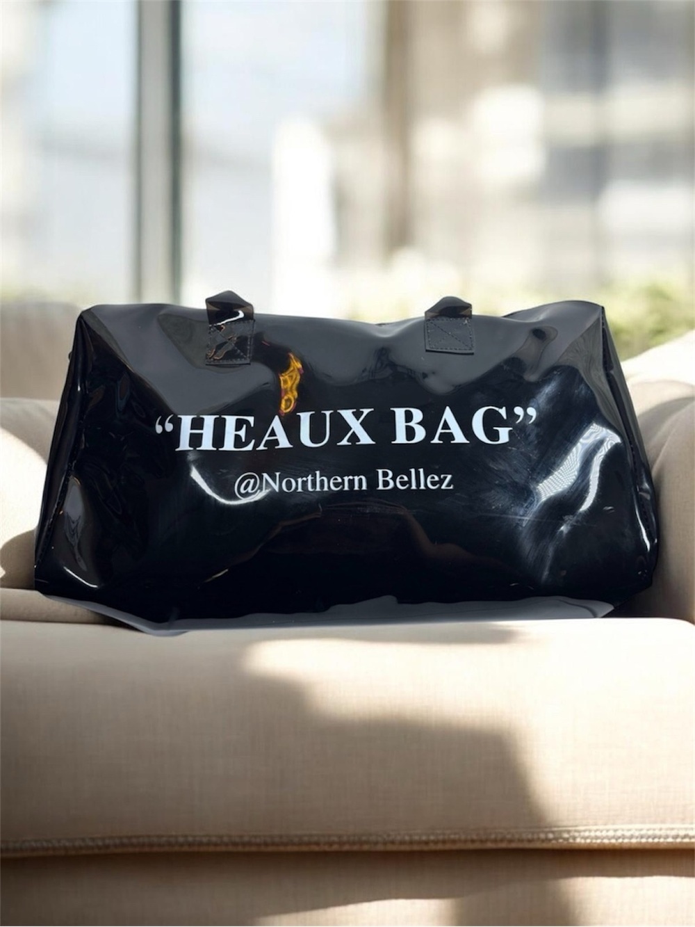 Black HEAUX BAG Glossy Travel Duffle